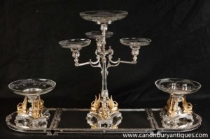 Victorian Silver Plate Swan Epergne Centrepiece