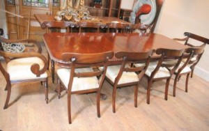 10 William IV Chaises Chippendale Dining Table Set Suite 