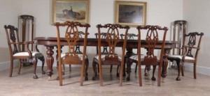 14 pieds anglais victorien à manger table et chaises Chippendale gothique Set 