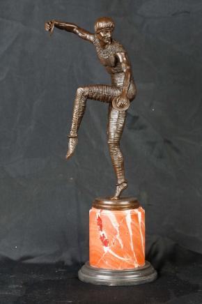 Art Déco Chiparus Statue en bronze Harlequin Figurine Cymbal Dancer