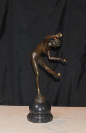 Art déco français Ballon de Bronze Dancer Figurine Statue