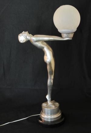 Bronze Art Déco Figurine Biba Lampe Statue Lumière chic français