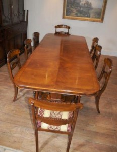 Chaises Regency Dining Table Noyer Set Inlay William IV