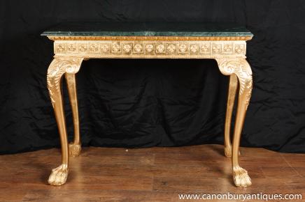 George II doré Console Table sculptée en marbre Top