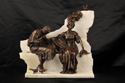 Marbre italien Lovers romaines en bronze Statue Sienna