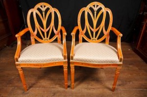 Paire Hepplewhite fauteuils Chaise Meubles Regency 