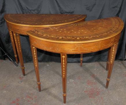 Tables Regency Hepplewhite console Inlay Demi Lune