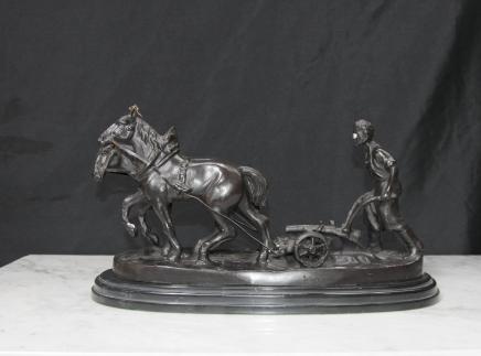 Anglais Bronze coulée de chevaux de charrue agriculteurs Ploughmans