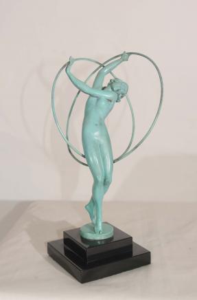 Art Déco Bronze Figurine 1920 Femme Hoop Dancer