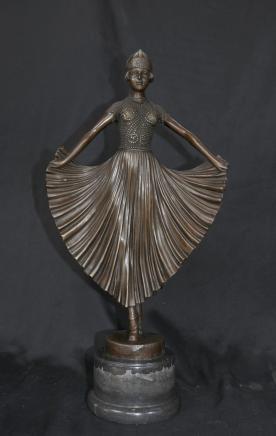 Art Déco Bronze Signé Chiparus Dancer Figurine