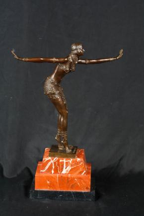 Art Déco Statue en bronze par Chiparus aileron des années 1920 Dancer Figurine