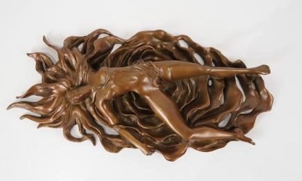 Art Nouveau Bronze Nu érotique Femme Figurine Sexy Lady Plaque