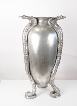 Art Nouveau français Argent Bronze Serpent Serpent Urne Vase Jean Dunand