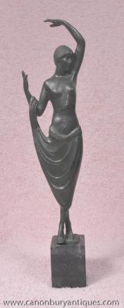 Art déco français Bronze Figurine Statue Odalisque