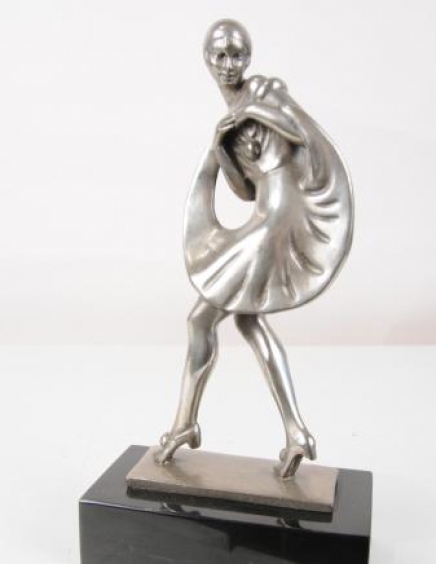 Art déco français Bronze Harlequin Dancer Figurine Statue Clown