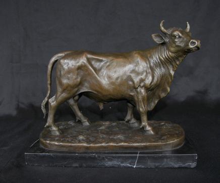 Bonheur Moulage du bronze Cow Bull Statue Signé français