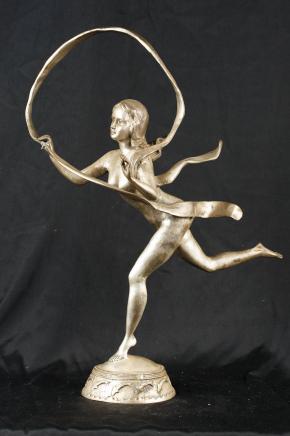 Bronze Argent casting Art Nouveau Hoop Fille Paul Manship