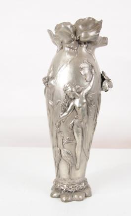 Bronze Art Nouveau Maiden Urne Vase français