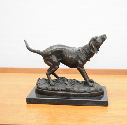 Bronze Labrador Dog Statue Signé Milo