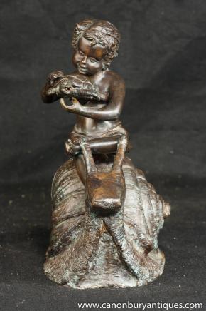 Bronze Snail Chérubin Tortoise Statue Aesops Fables casting