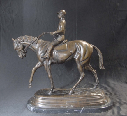 Bronze français casting Cheval Jockey Mene Chevaux Sculpture