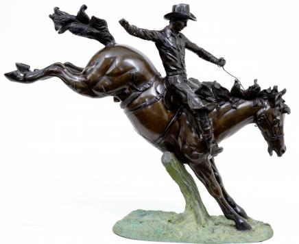 Cheval 3,5 m Bronze américain Cowboy à cheval