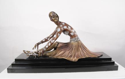 Chiparus Art Déco Bronze danseur de ballet français des années 1920 Statue Figurine