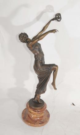 Descomps Masque Deco Bronze Dancer Figurine Signée