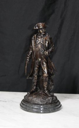 Français Bronze Homme Figurine Signé Boucher Soldat militaire