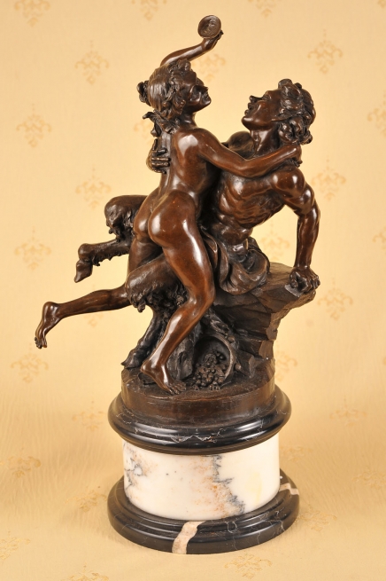 Française classique Bronze Bacchus Satyre Sabine Statue 
