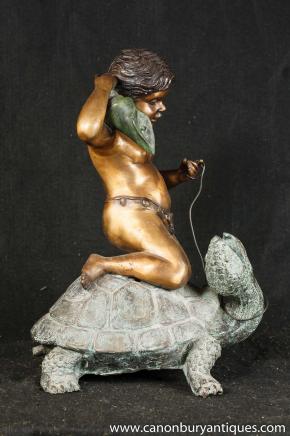 Italienne entité fontaine des tortues de bronze Chérubin jardins d'eau Art