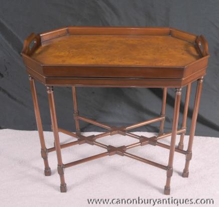 Noyer Regency Plateau Side Table d'appoint Tables Canapés