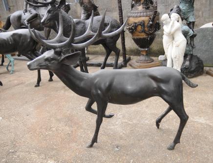 Paire XL Architectural Bronze Cerfs Cerfs Animaux Art Garden