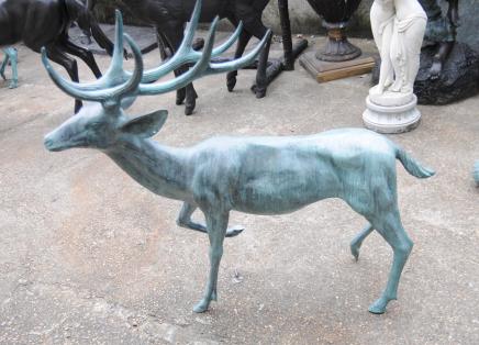 Paire grand bronze cerfs cerfs Antlers Jardin Animaux