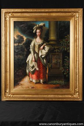 Anglais géorgien Peinture à l'huile Portrait Classic Lady Aristocrat