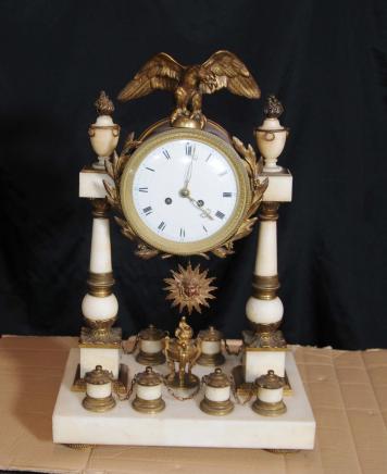 Antique Napoléon III Pendule en marbre doré au mercure Horloges 1880
