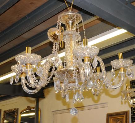 Art Nouveau français Chandelier doré au mercure de la lampe