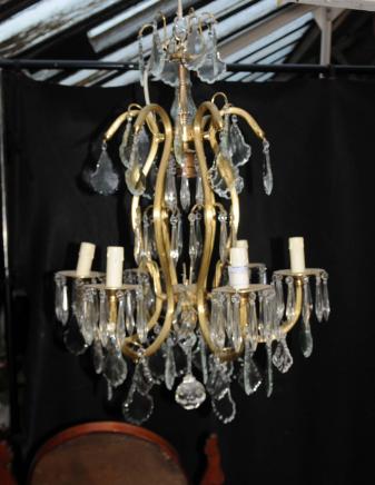 Art Nouveau français Ormolu Lustre Lampes de Cristal