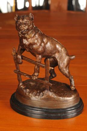 Bronze Boxer Statue Signé C Valton Chiens