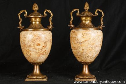 Empire paire marbre Amphora Urnes Vases français Interiors