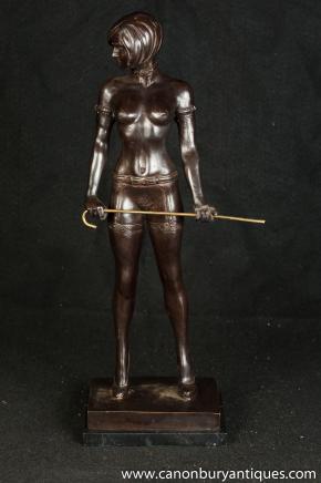 Erotique Nu Bronze Figurine par Bruno Zach Dominatrix sexe