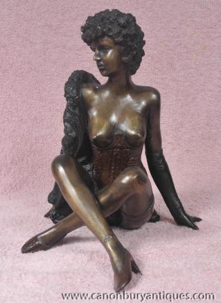 Français Bronze Mouline Rouge Burlesque Dancer érotique Femme Statue Figurine