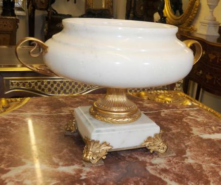 Français Empire marbre doré au mercure Urne Centrepiece Bowl Comport