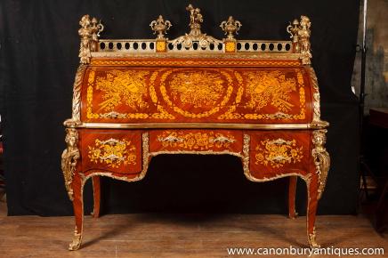 Français Louis XV Bureau Du Roi Roll Top bureau Inlay