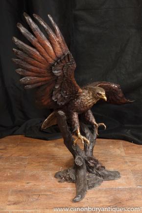 Grand Bronze American Bald Eagle Oiseau Statue casting