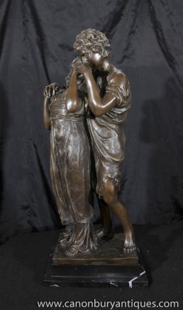 Italienne bronze amoureux qui s'embrassent Statue par Madrassi Figurine