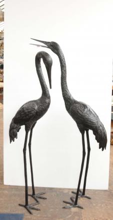 Paire 5 ft Cigognes bronze japonais Flamingo Stork