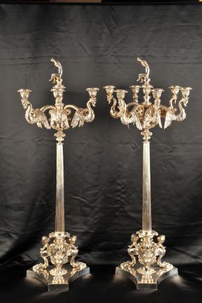 Paire Silver Plate George II Candélabres