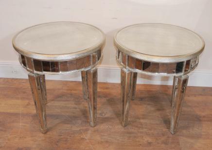 Paire en miroir Deco Side Tables Cocktail