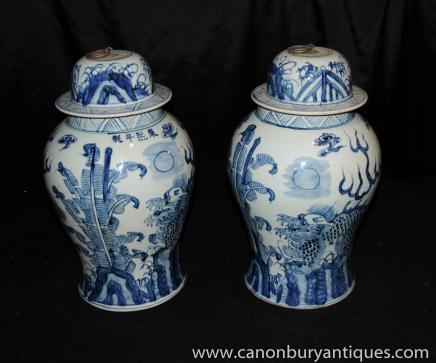 Porcelaine bleue et blanche Ginger Jars Nankin Urnes Poterie